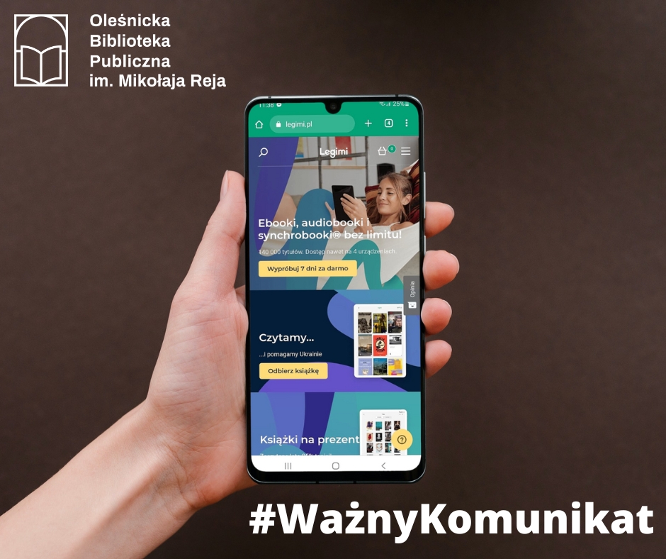 Grafika do komunikatu o limitach w dostepie do platformy Legimi